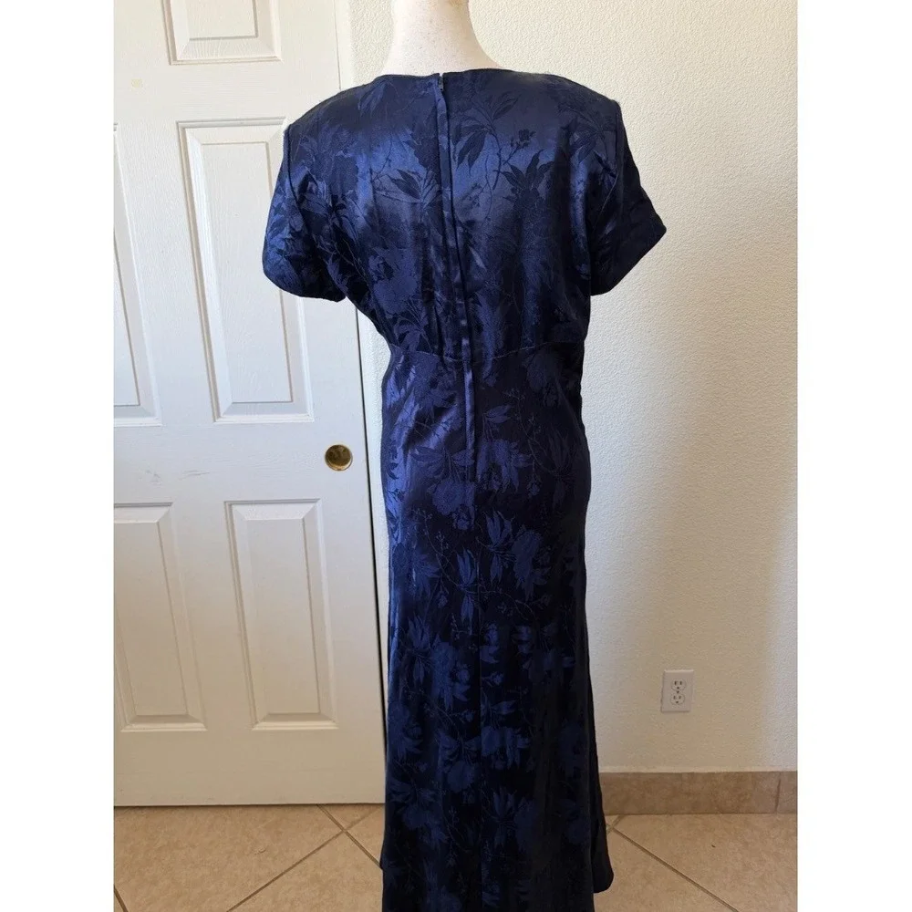 All That Jazz Womens Navy Blue Floral Jacquard Maxi Dress Size 13/14